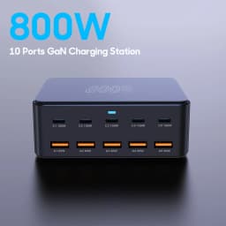 UHOMEBUY 800W GaN Desktop Charger 10-port USB Type C PD 100W Charger Quick Charge 3.0 Fast Charger Mobile USB Charger