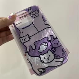 For iPhone 13 Case Perforated Vortex Shell IND Purple Fish Cat Phone Case For iPhone 16 15 14 12 11 Pro Max X XS 7 8 Plus Cover