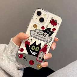 Tomato Sauce Black Cat Phone Case For Samsung Galaxy S26 S25 S24 S23 S22 Ultra S21 FE A16 A17 A15 A37 A35 A57 A55 A34 A54 Cover