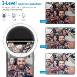USB Rechargeable LED Selfie Ring Light with Phone Clip Photo Lamps Video Light Photography Ringlight for iPhone Samsung Xiaomi