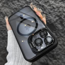 Luxury Metal Ring Bracket High Transparent Shockproof Mobile Phone Case For iPhone 16 15 14 13 12 11 ProMax Lens protective film