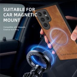 Magnetic Leather Case for Samsung Galaxy S25 S24 Ultra S20 S21 S23 S22 Note 20 Plus S25Ultra Car Wireless Charge Magsafe Cover