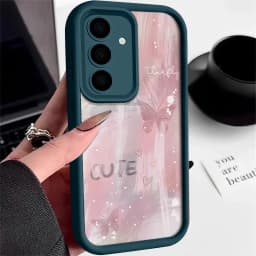Pink Gradient Butterfly Case For Samsung Galaxy S26 FE S25 S24 S23 Ultra A57A37 A27 A18 A17 A16 A56 A36 A15 A55 A54 Phone Cover