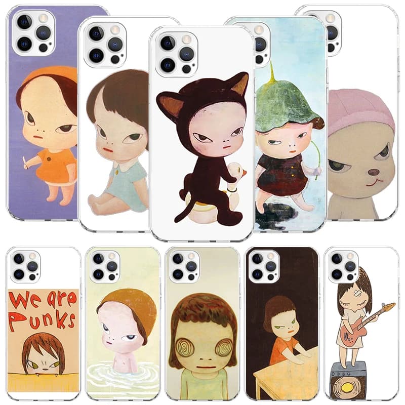 Y-Yoshitomo Nara Phone Case for Apple iPhone 17 Air 16 15 Plus 14 + 13 Mini 12 11 Pro Max 7 8 SE 16Max Soft Shell Cover Coque 17