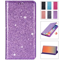 Glitter Wallet Flip Leather Case For Samsung Galaxy S25 Edge S24 FE S23 Plus S22 Ultra A05 A06 A07 A15 A16 A17 A26 A36 A55 A56