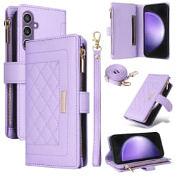 Crossbody Cards Solt Wallet Leather Zipper Bag Case For Samsung Galaxy S26 Ultra S25 S23 Plus A55 A15 A35 Book Lanyard Strap