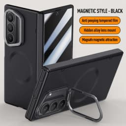 Magnetic Hinged Holder For Msgsafe Phone Case For Samsung Galaxy Z Fold 7 With Tempered Glass Wireless Charging Shockproof Cover