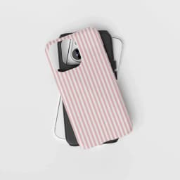Thin Pink and White Stripes Phone Case Suitable for IPhone16ProMax 15 14 14 12mini 7Plus XR 2in1 Tough Glossy Case
