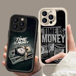 Time Is Money Printed Phone Case for Samsung Galaxy S25 S24 Ultra S22 S23 FE S25 A14 A15 A34 A35 A32 A52 A53 A54 A55 A165G Cover