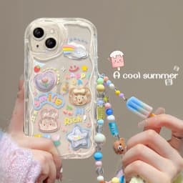 3D Bear Hang Phone Chain Lanyard Case For Samsung Galaxy A24 A14 A34 A35 A05 A05S S23 S21 Ultra Plus S20 FE A53 A52 A32 A31 A51