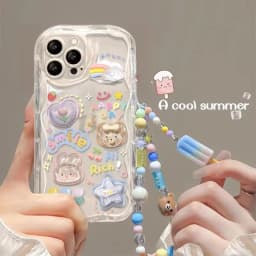 3D Bear Hang Phone Chain Lanyard Case For Samsung Galaxy A24 A14 A34 A35 A05 A05S S23 S21 Ultra Plus S20 FE A53 A52 A32 A31 A51