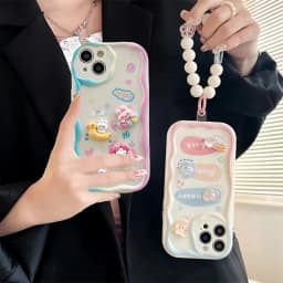 3D Bear Hang Phone Chain Lanyard Case For Samsung Galaxy A24 A14 A34 A35 A05 A05S S23 S21 Ultra Plus S20 FE A53 A52 A32 A31 A51