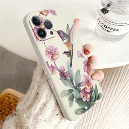 Painted Flowers Birds Phone Case For iPhone 13 15 14 11 12 Pro Max Mini X XS XR 7 8 Plus SE Shockproof Silicone Soft Cover Coque