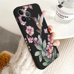 Painted Flowers Birds Phone Case For iPhone 13 15 14 11 12 Pro Max Mini X XS XR 7 8 Plus SE Shockproof Silicone Soft Cover Coque