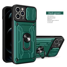 Hidden Slide Card Slot Lens Protective Case For iPhone 17 16 15 14 13 Pro Max 12 11 XR XS MAX 8 7 Plus SE 2022 Magnet Ring Cases