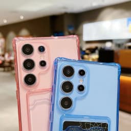 Phone Case For Samsung Galaxy S26 S25 S21 FE S22 S23FE S24 Plus Ultra Edge Clear Transparent Wallet Card Holder Silicone Cover