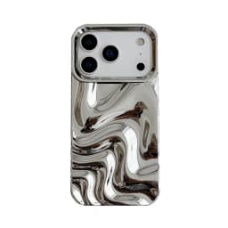 Stylish 3D Bump Wave Shiny Pink Back Cover For iPhone Air 11 12 13 14 15 17 18 Pro Max Phone Case