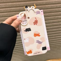 Cute 3D Cat Dot Leather Phone Case For iPhone 15 16 11 12 13 14 Pro Max 15 Plus iPhone17 17 Lovely Cartoon Cat Shockproof Cover
