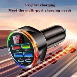 UYUXIO USB C Car Charger Adapter Multi Port with Volt Meter Super Fast Charge with Voltage Display for Macbook Samsung iPhone