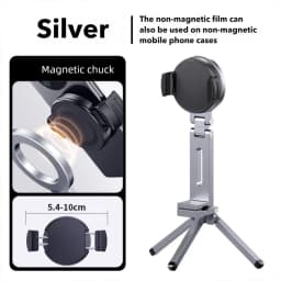 For Magsafe Plane Phone Holder Portable Magnetic Phone Holder Aluminum Alloy 360° Rotating Foldable Tripod for Travel/Car/Desk