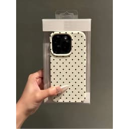 1pc White Polka Dot Pattern Full Coverage TPU Shockproof Phone Case Compatible With Apple 16, 15, 14, 13, 12, 11 Pro Max
