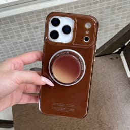 Vintage Brown Magnetic Grip Tok Phone Case for iPhone 17 16 15 14 13 Pro Max Wireless Charge For Magsafe Stand Holder Back Cover