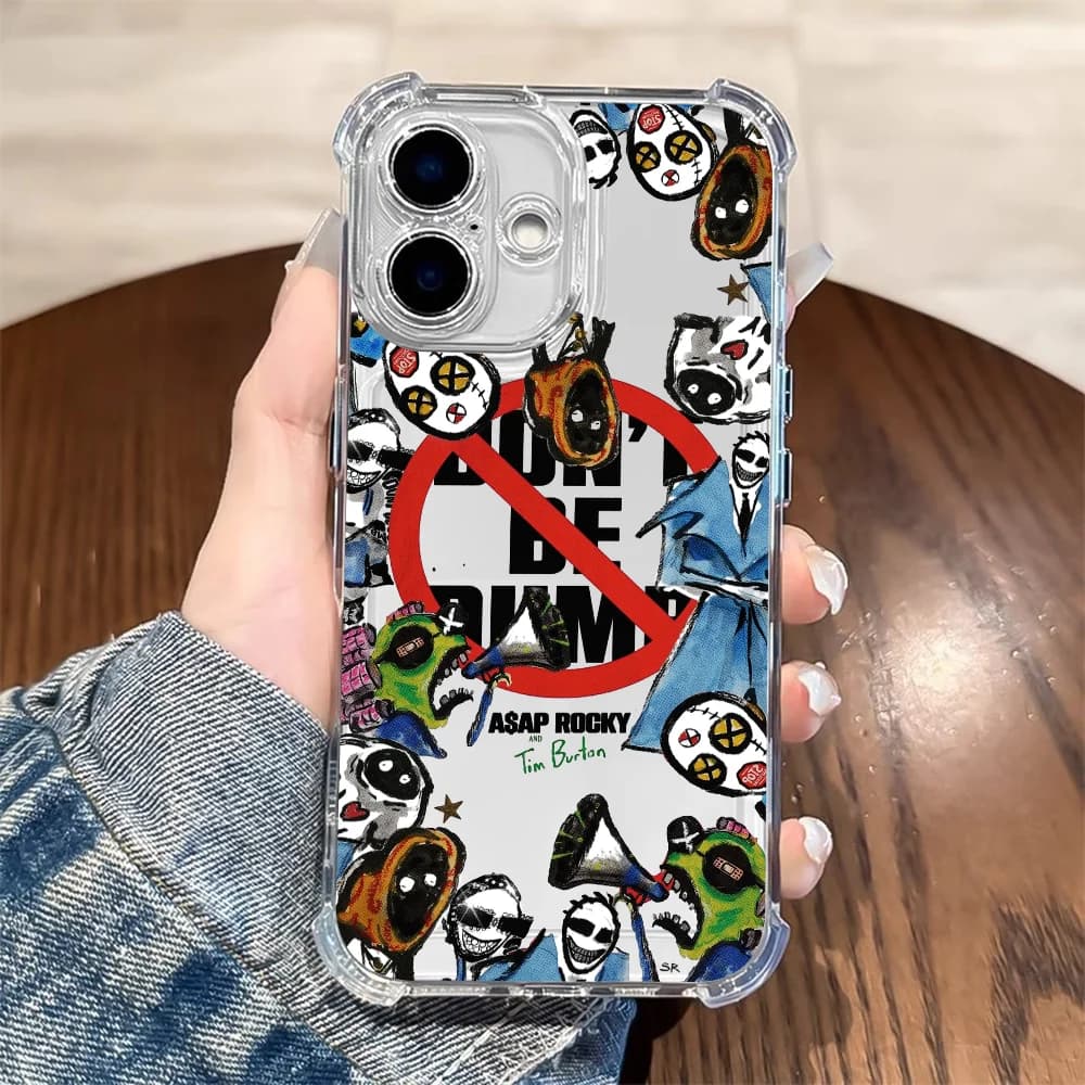 A-A$AP R-Rocky Phone Case For iPhone 17 16e 16 15 14 13 12 11 Mini Air Pro Max X XR XSMax 7 8 Plus Anti Fall Transparent Cover