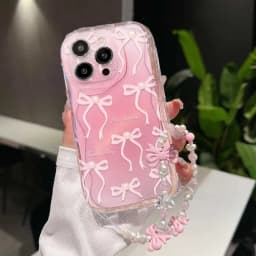 Pink Bow Pattern Chain Case For Redmi Note 14 4G Pro 5G Plus 15 15C 14C 13C 4G 12C 12 13 A3 10C Wave Side Cover