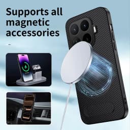 For Xiaomi 17T Pro Carbon Fiber Magnetic for Magsafe Leather Hard Case for Xiaomi Mi 17 T 17Tpro Kickstand Matte Shell