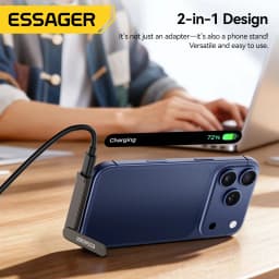 Essager 240W 2-in-1 Fast Charging OTG Adapter with Foldable Stand Type-C Male to Type-C Female Converter For iPhone 17 16 15 Pro