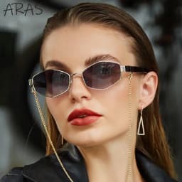 Retro Small Frame Hexagon Sunglasses Women With Chain 2026 Luxury Brand Steampunk Unique Polygon Sun Glasses For Ladies Eyewear
