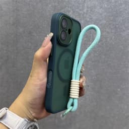 For Magsafe Translucency Contrast Lanyard Case For iPhone 16 15 Pro Max 14 Plus 11 12 13 16e Hand Wrist Strap Matte Clear Cover