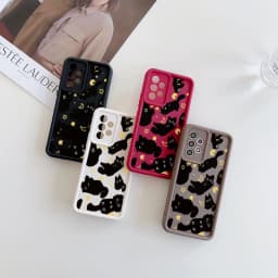 Y2K Moon Star Black Cat Case For Samsung Galaxy S25 FE S24 S26 Ultra Plus A17 A56 A36 A26 A16 A55 A54 A53 A23 A34 A35 A07 A06 5G