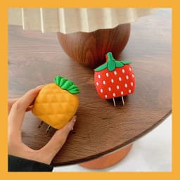 Strawberry Pineapple 3D Charger Protective Case For Apple iPhone 18W 20W Fast Charge Protection Cover Cable Data Line Winder
