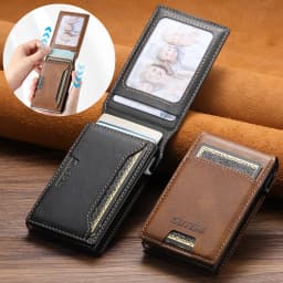 SUTENI PU Leather For Men Wallet Card Slot Wallet Flip Cover Card Box Pressing The Button Automatically Ejects The Card