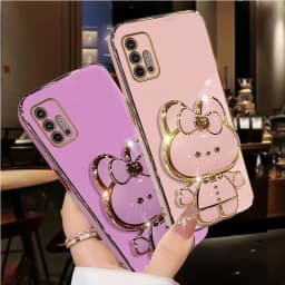 Diamond Strap Mirror Rabbit Holder Case On For Motorola Moto G60 G60S G50 G52 G53 G54 G73 G84 G40 G42 Fusion 5G 2021 Stand Cover