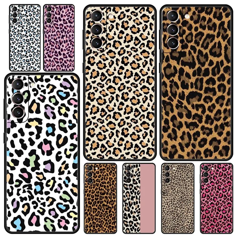 Phone Case For Samsung Galaxy S24 S23 S22 Ultra S20 S21 FE 5G S10 S9 Plus S10E S8 S7 Edge Silicone Cover Leopard Cheetah print