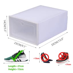 20 Pcs Foldable Shoe Boxes Plastic Shoe Organizers Stackable Shoe Storage Cases Flip-Type Shoe Boxes W/ Clear Lid White Home Sto