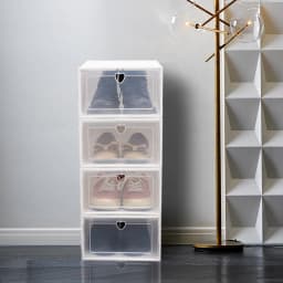 20 Pcs Foldable Shoe Boxes Plastic Shoe Organizers Stackable Shoe Storage Cases Flip-Type Shoe Boxes W/ Clear Lid White Home Sto