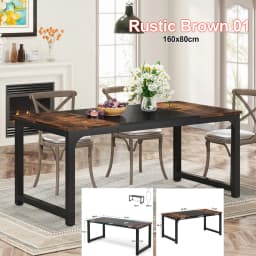 Tribesigns 63"x31.5" Dining Table, Industrial Kitchen Table for 6-8 Person, Rectangular Dinner Table for Dining Room Kitchen