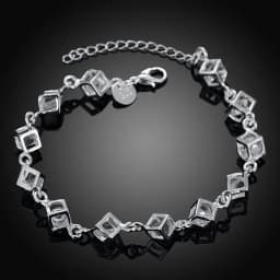 925 sterling silver Shining crystal lattice chain Bracelet for woman Popular fine Luxury jewelry Wedding party Holiday gift