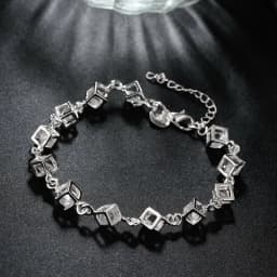 925 sterling silver Shining crystal lattice chain Bracelet for woman Popular fine Luxury jewelry Wedding party Holiday gift