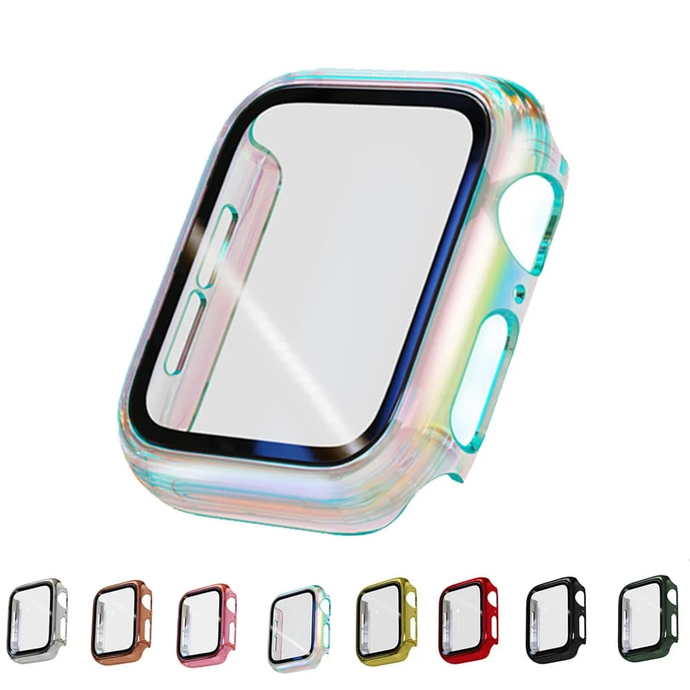 Screen Protector For Apple Watch Case 44mm 40mm 42mm HD Glass 38mm 41mm 45mm Plating Cover For Apple Watch Series 8 7 6 5 4 3 SE