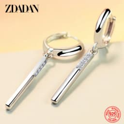 ZDADAN 925 Sterling Silver Long Drop Earrings For Women Fashion Wedding Party Jewelry Gift