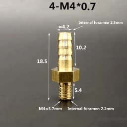 5pcs M4 M5 M6 M8 Metric Male Thread To 3mm 4mm 5mm 6mm 8mm Hose Barb OD Brass Barbed Pipe Fitting Coupler Connector Adapter