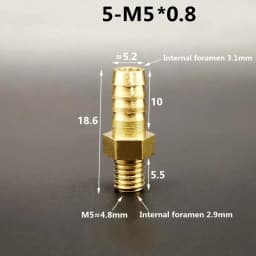 5pcs M4 M5 M6 M8 Metric Male Thread To 3mm 4mm 5mm 6mm 8mm Hose Barb OD Brass Barbed Pipe Fitting Coupler Connector Adapter