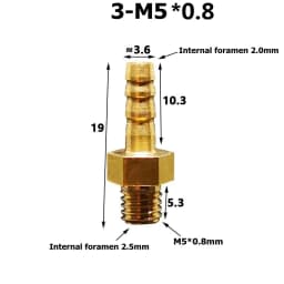5pcs M4 M5 M6 M8 Metric Male Thread To 3mm 4mm 5mm 6mm 8mm Hose Barb OD Brass Barbed Pipe Fitting Coupler Connector Adapter