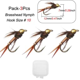 3Piece Realistic Nymph Scud Fly For Trout Fishing Artificial Insect Bait Lure Simulated Scud Worm Fishing Lure
