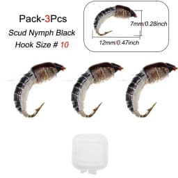 3Piece Realistic Nymph Scud Fly For Trout Fishing Artificial Insect Bait Lure Simulated Scud Worm Fishing Lure