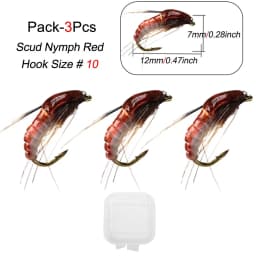 3Piece Realistic Nymph Scud Fly For Trout Fishing Artificial Insect Bait Lure Simulated Scud Worm Fishing Lure